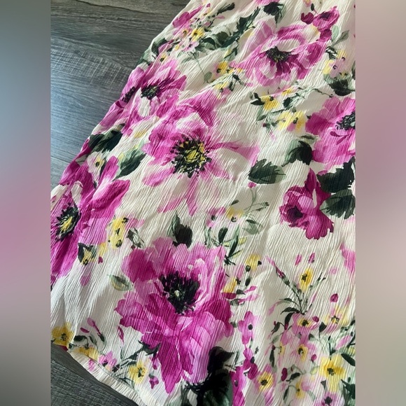 Abercrombie & Fitch Crinkle Flowy Midi Skirt Small Petite Floral Pink Rose Girly - Picture 3 of 5